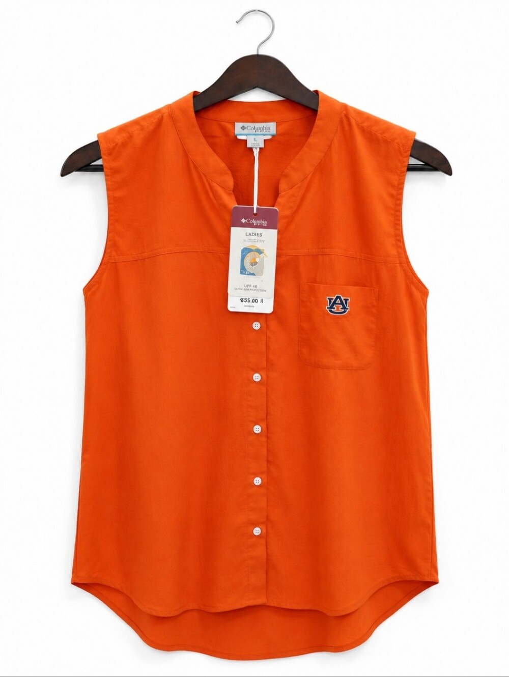 NWT UG Apparel Auburn University Orange Sleeveless Hi-lo Blouse Sz Lg